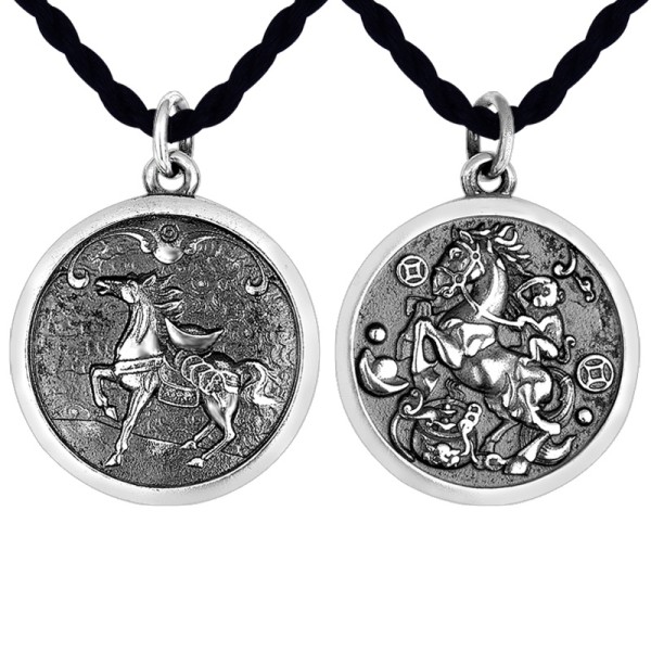 925 Silver Horse and Monkey Career Success Pendant